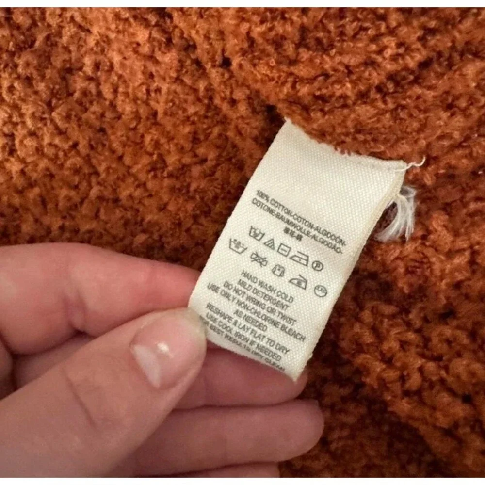 Free People Coco V Neck Twist Sweater S Rust Terracotta Boho Chunky Cozy Knit